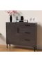 Wooden Chest Drawer with 3 Drawers and 1 Door Storage Shelf Cabinet-Anthracite Jura Slate - 2