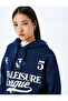 Raised Hooded College Printed Oversize Sweatshirt
