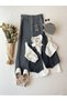 Anthracite Colored Stitched Long Skirt - 3