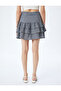 Flounced Layered Lace-Up Plaid Mini Skirt - 4