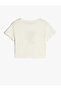 Crew Neck Short Sleeve Koala Print Detailed Cotton Crop T-Shirt - 2