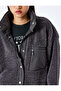 Zippered Stand Collar Oversize Plush Sweatshirt with Pocket Detail - 5