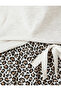 Leopard Print Cotton Blended Short Sleeve Knitted Pajamas Set with Flounces Shorts - 6