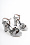 Women's 3-Stone Platinum Silvery Platform Heeled Shoes