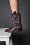 Women's Pointed Toe Cowboy Embroidered Western Boots Tevlus Brown - 7