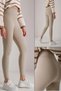 - Knitted Fabric Collector High Waist Trophy Leggings Cream Beige Stone - 2