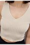 Women's Cream Color V-Neck Crop Blouse - 2