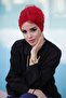 بونيه من التول المزين باللؤلؤ - أحمر - 7