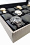 15 Diamond Gray Leather Wooden Glass Watch Box St15-59 - 3