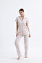 Women's 100% Cotton Printed Pajama Set Short Sleeve Long Bottom Buttoned Summer - 3