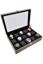 15 Diamond Gray Leather Wooden Glass Watch Box St15-59 - 2