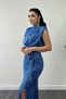 Sequin fabric ruched detail evening dress - indigo blue - 4