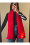 Red Twist Model Puffy Hand Knitted - Scarf - 2