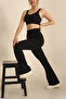 Premium Fleece Lined, High-Waisted, Diver, Spanish Style, Gathering, Winter Knitted Leggings, Black - 2