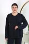 Women's Large Size Long Sleeve Combed Cotton Pajama Set Navy Blue 202501 - 4