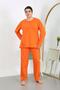 Women's Large Size Long Sleeve Combed Cotton Pajama Set Orange 202501 - 2