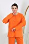 Women's Large Size Long Sleeve Combed Cotton Pajama Set Orange 202501 - 7