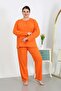 Women's Large Size Long Sleeve Combed Cotton Pajama Set Orange 202501 - 4