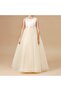 Girl's Ecru Color Lapel Pearls Graduation Birthday Long Dress