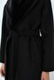 Fur Shawl Collar Belted 100% Wool Coat Black - 3