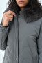 Mobile Fur Hooded Quilted Coat Gray - 3