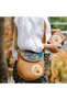 Owl Figured Design Cross Braided Shoulder Bag Mustard and Wallet Mustard Combination - 5