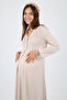 Milky Brown Lace Detailed Maternity Nightgown Effortt - 2