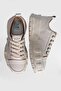 Genuine Leather High-Top Lace-Up Women's Sneakers, White - 5