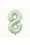 1 Year Old Water Green Numeral Foil Balloon - with White Ribbon and Bow