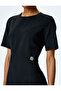 Scoop Neck Short Sleeve A-Line Pleated Mini Dress with Accessory Detail - 5