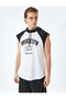 Slogan Printed Color Contrast Hooded Sleeveless Sports Tank Top - 3