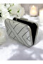 Silver and Black Stone Metal Handle Women's Evening Dress Bag - 4