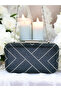 Navy Blue Color Stone Women's Evening Dress Bag - 4