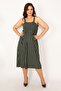 Women's Large Size Khaki Chest Part Gipe Elastic Strap Dress 65n33481 - 3