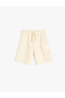 Ribbed Basic Shorts with Elastic Waist, Flap Pocket Detail