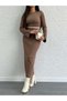 Brown Corduroy Knitwear Dress - 2