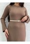 Brown Corduroy Knitwear Dress - 6