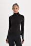 Fit Standard Fit Basic Plain Stand Collar Sportsman Long Sleeve Black T-Shirt B0811Ax25Sp - 3