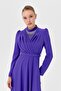 Stone Accessory Collar Detailed Dress Purple - 7