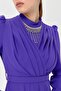Stone Accessory Collar Detailed Dress Purple - 6