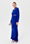 Cobalt blue Colorful Stone Detailed Flounced Dress - 3