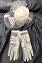 Short Bridal Gloves and Plain Bridal Hat Vualet - 2