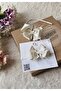 Mother Baby Feather Bow Maternity Crown Slippers Set - 4