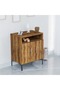 Medium Height Cabinet with 2 Door Storage and Single Open Shelf-Dark Hunton Oak - 5