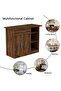 Medium Height Cabinet with Single Drawer, 2 Door Storage and 3 Open Shelf-Dark Hunton Oak - 5