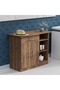 Medium Height Cabinet with Single Drawer, 2 Door Storage and 3 Open Shelf-Dark Hunton Oak - 3