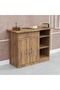 Medium Height Cabinet with Single Drawer, 2 Door Storage and 3 Open Shelf-Dark Hunton Oak - 4