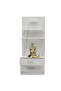 Wooden Mandir, Temple with 2 Drawers and 3 Shelves-White Levanto Marble
