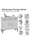 Medium Height Cabinet with 2 Door Storage and 3 Open Shelf-White - 4