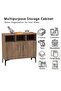 Medium Height Cabinet with 2 Door Storage and 3 Open Shelf-Truffle Davos Oak - 4